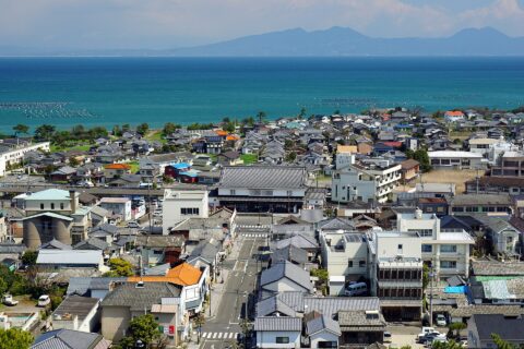 島原城からの眺望。 所在地は長崎県島原市。