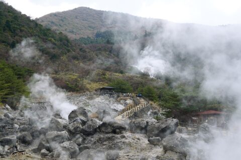 雲仙温泉の雲仙地獄。 所在地は長崎県雲仙市。
