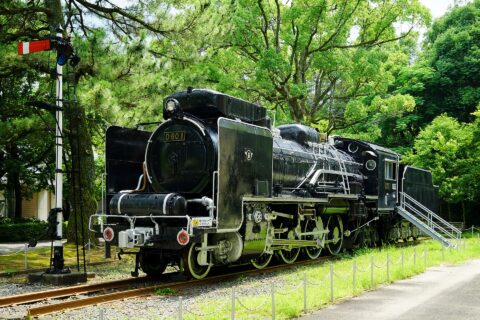 Preserved Class D60 steam locomotive D60 1 at the Yamaguchi Prefectural Yamaguchi Museum in Yamaguchi, Yamaguchi Prefecture, Japan