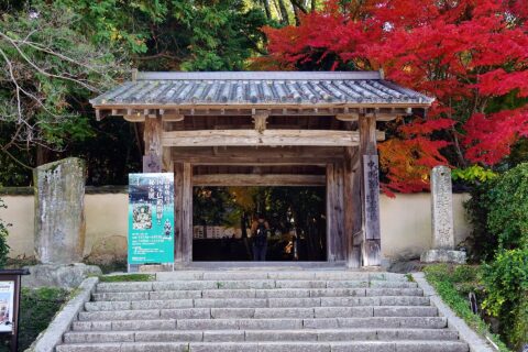 功山寺.mw-parser-output ruby>rt,.mw-parser-output ruby>rtc{font-feature-settings:"ruby"1}総門 (そうもん) （山口県下関市）。この門は平成16年（2004年）7月に登録有形文化財に登録された[1]。