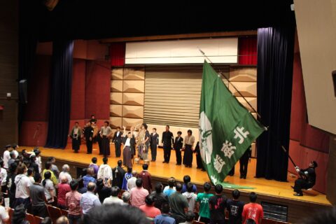 全国七大学総合体育大会の応援団・応援部合同演舞演奏会における北大応援団の演舞、2018年開催、北海道大学主幹。