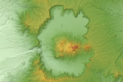 熊本県の阿蘇火山および阿蘇カルデラ。 このファイルは30mメッシュでアップデートしました。