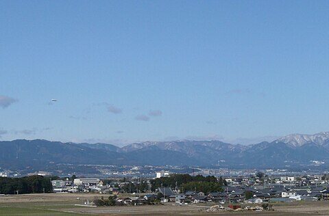 琵琶湖岸パノラマ画像比叡山以北