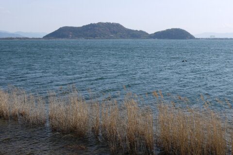 Lake Biwa at Chomeiji (Biwako Quasi-National Park), Omihachiman, Shiga prefecture, Japan.