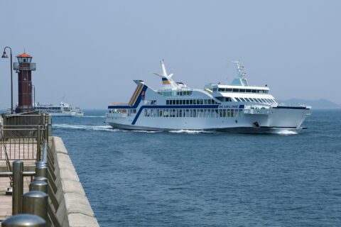"Blue Line" at Takamatsu port in Takamatsu Kagawa Prefecture, Japan)