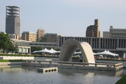 Cenotaph, Hiroshima Peace Memorial Park, Japan in 2005
