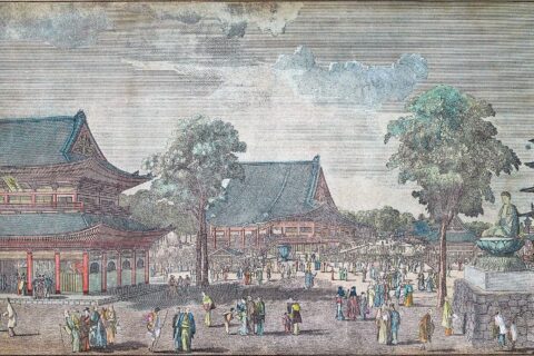 Etched print of Sensō-ji temple in Asakusa, Tokyo