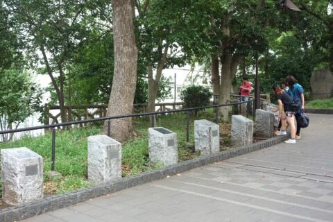 Handprints (and a few other memorials) in Ueno Park, Tokyo, Japan. This memorial is a public monument with no restrictions on photography, as far as I could tell.