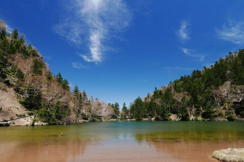 Goshiki Pond (Goshiki-numa) in Mount Nikko-Shirane, Honshu, Japan.