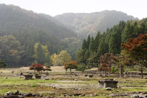 一乗谷朝倉氏遺跡の平面復元地区, 福井県福井市。