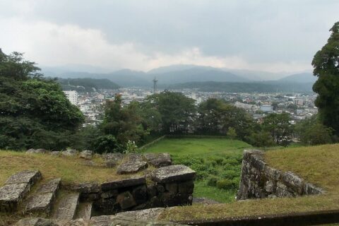 Hitoyoshi city panorama from the site of Hitoyoshi Castle Ni-no-maru.