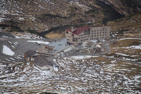Hotel Tateyama seen from Tateyama (Mount Tate) in Tateyama, Toyama prefecture, Japan.