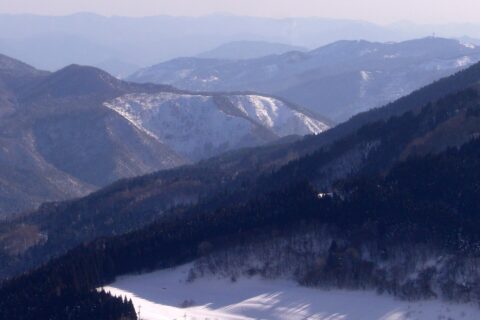 Hyonosen-Ushiroyama-Nagisan Quasi-National Park from Hyonosen International Ski resort in Yabu, Hyogo prefecture, Japan