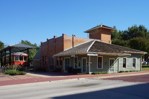 The exterior of the Interurban Railway Museum in Plano, Texas (United States).