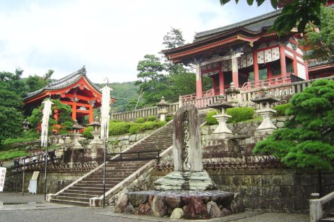smaller temple buildings at the entrance to the Kiyomizu-dera in Kyoto, Japan
