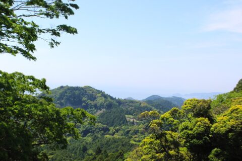 清澄山前衛 歌川広重『山海見立相撲』より「安房清住山」の風景 仁右衛門島方面を望む