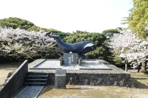和歌山県東牟婁郡太地町梶取崎に置かれたくじら供養碑。