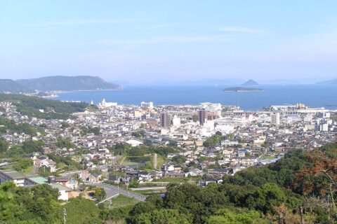 Kurashiki City Kojima town seen from Washuzan skyline