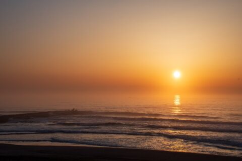Sunrise seen from Pacific Ocean Observatory at Kurashiomamoru Park in Aomori Prefecture, Japan.