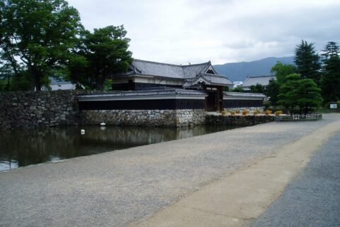 Kuro Mon (黒門; literally means, Black Gate) of Matsumoto Castle in Matsumoto, Nagano, Japan.