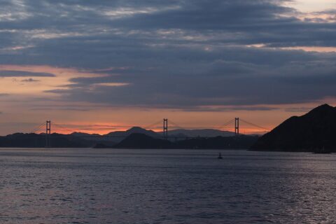 来島海峡夕暮。南東からの眺め。(2018年8月)