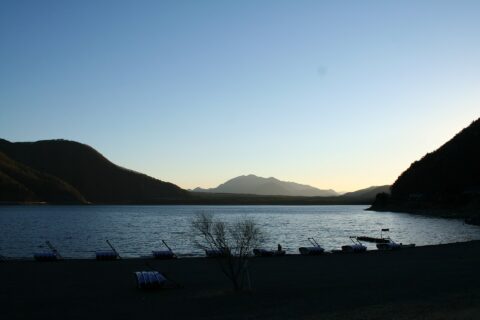 View of Lake Sai in Fuji Five Lake Area. The picture was taken in mid march at around 5:30pm from eastern end of lake
