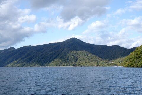 Mt. Monbetsu-dake view from Lake Shikotsu, Chitose, Hokkaido prefecture, Japan