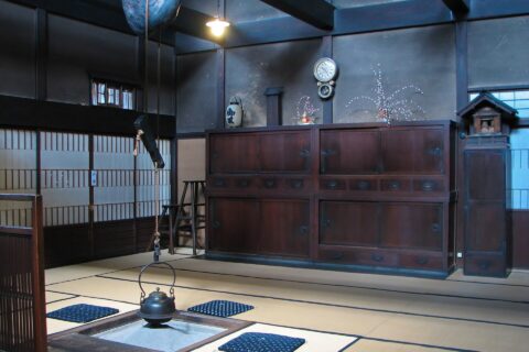 The daidokoro (family room) of Kusakabe House bult in 1879, Takayama, Gifu Prefecture, Japan