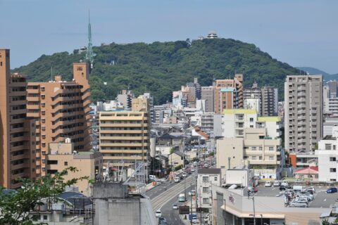 Matsuyama Castle and Matsuyama city view from Yuzuki Castle