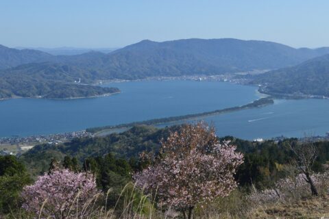 ​京都府宮津市成相寺にある「成相山パノラマ展望台」から見た天橋立。天橋立の左側は宮津湾、右側は阿蘇海。