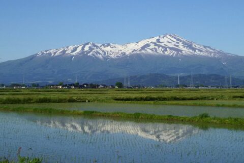 南西から見た鳥海山。
