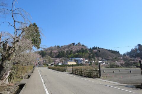 Mount Furushiro, Kakunodate, Japan, location of the former Kakunodate Castle, seen from the south.