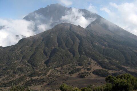 The part way up to Mount Meru, the shape of the old caldera (volcanic crater)