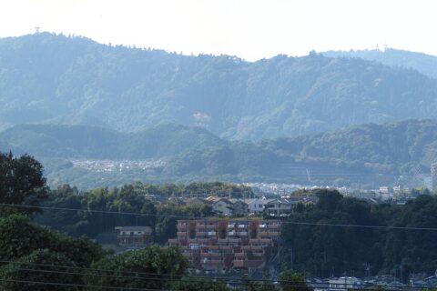 高尾山を東から望む。片倉つどいの森公園から。