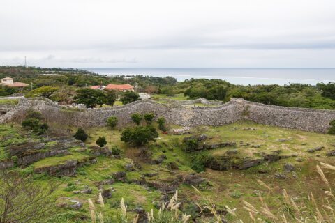 Nakijin, Okinawa, Japan: Walls of Nakijin Castle.