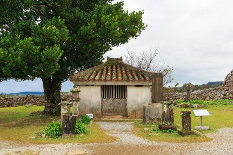 Nakijin, Okinawa, Japan: Jonai Shitano Utaki a sacred place and shrine on the compund of the Nakijin Castle.