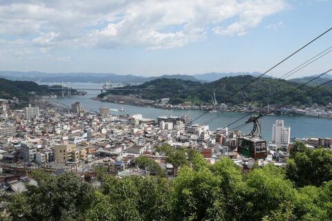 ​尾道千光寺より尾道市街東側と尾道水道を撮影