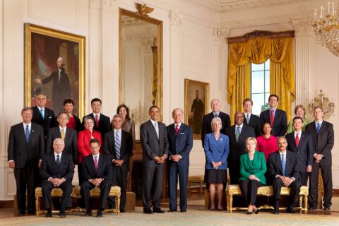 First Cabinet of President Barack Obama in the White House East Room.From left to right:Back row: Secretary of Transportation Ray LaHood, Administrator of the Environmental Protection Agency Lisa P. Jackson, Secretary of
