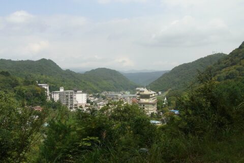 修善寺を見下ろす。