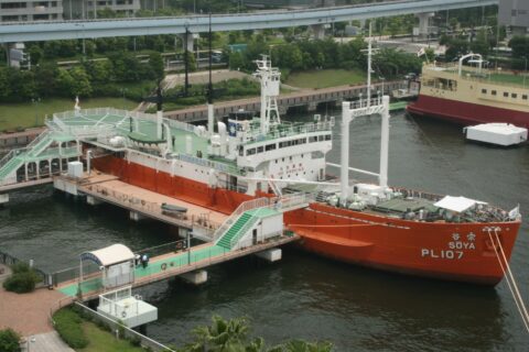 Museum of Maritime Science: Japanese first icebreaker Soya (retired) at Museum of Maritime Science, Tokyo Japan.