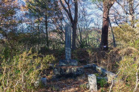 山梨県甲府市・要害山城本丸跡に建つ「武田信玄公誕生之地」碑（東郷平八郎書）