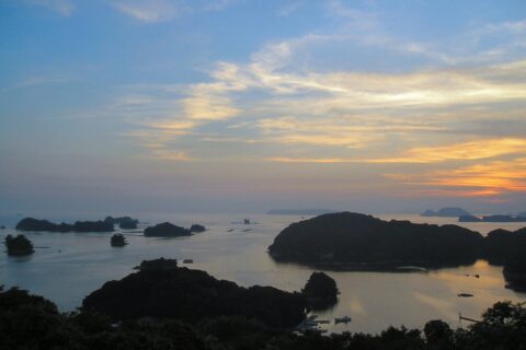 Sunset of the 99 Islands from Funakoshi Viewpoint, Sasebo, Japan
