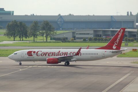 Boeing 737/8 of Corendon Airlines at Amsterdam-Schipol 27/08/11.