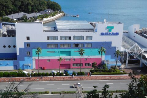 This is Toba Aquarium view from Toba Castle site (former Toba elementary school playground).