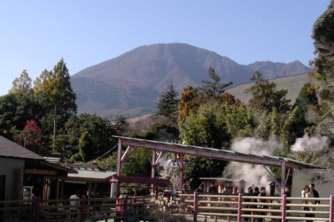 Mount Tsurumi, from Beppu City, Oita, Kyushu, Japan