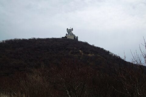 Mount Tsurumi from near south, Oita, Kyushu, Japan.