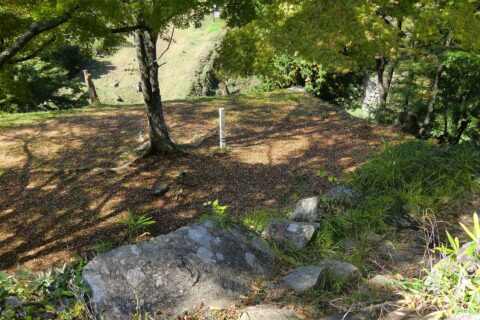 津和野城（津和野町）の天守台。天守台上の広場を上段から見下ろして撮影。