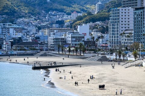 Atami Sun Beach: View of Atami Sun Beach from northeast, Atami, Shizuoka prefecture, Japan