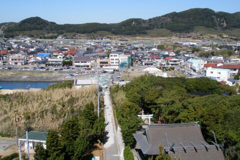 ​野島埼灯台からの眺望（北方向）。