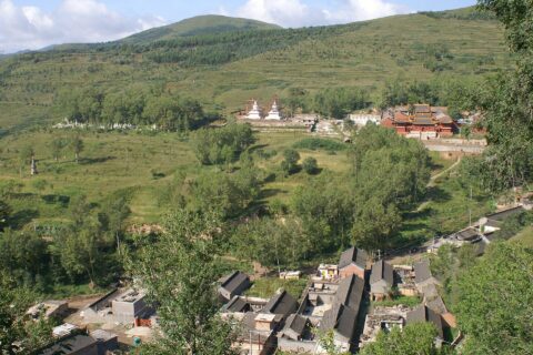 The main Buddhist temple grounds at Mount Wutai, China.